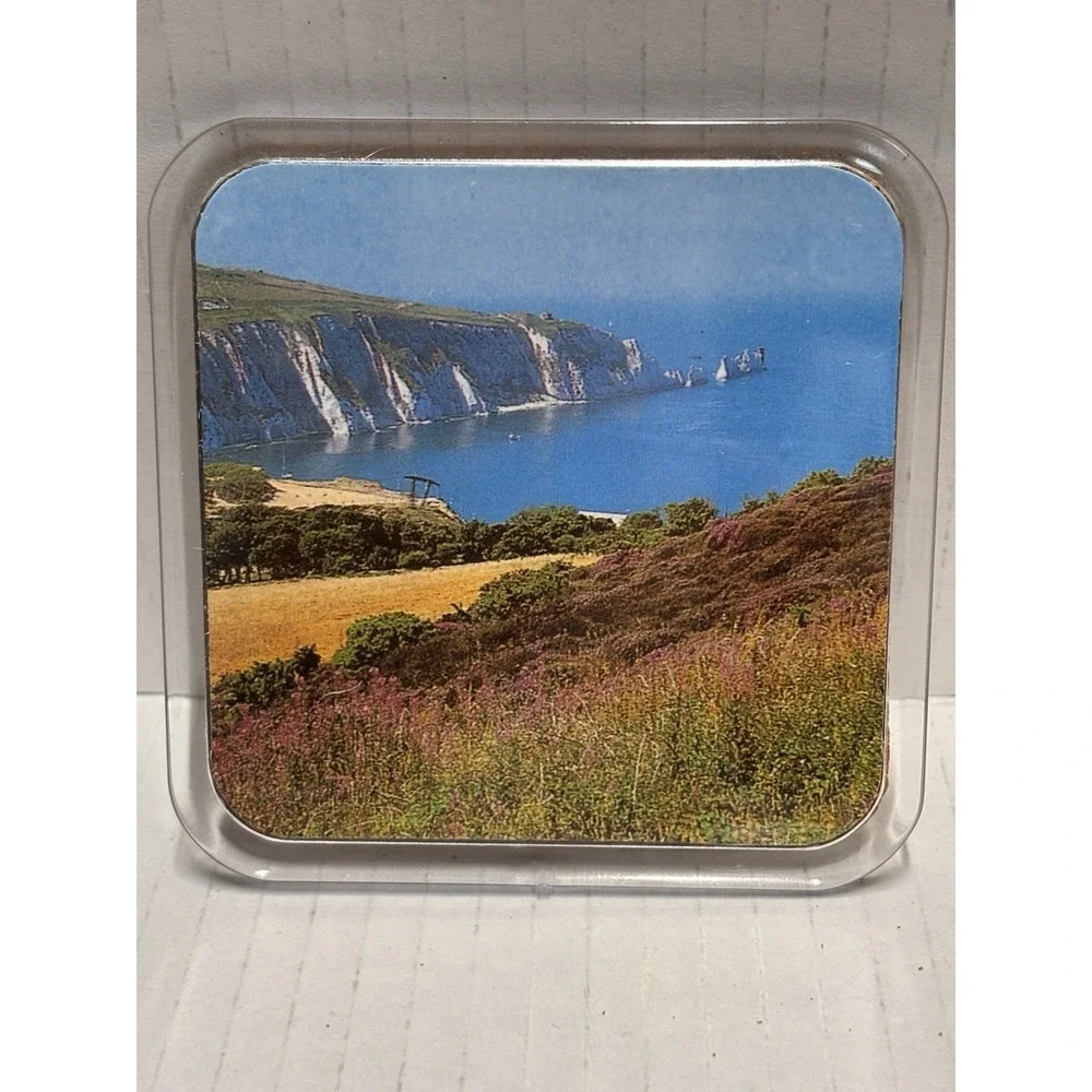 Isle of Wight England Drink Coasters Set of 6‎ acrylic cork back landmarks pics